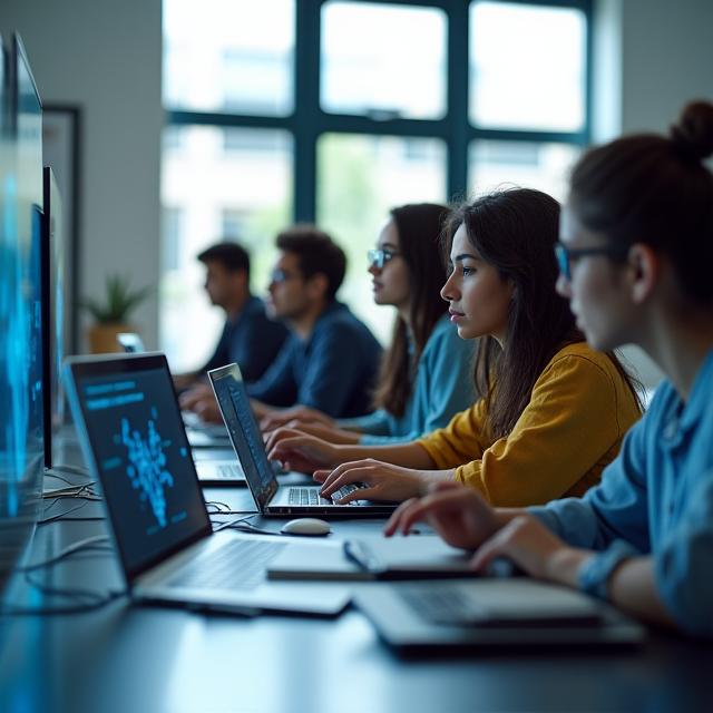 Estudiantes colombianos aprendiendo IA
